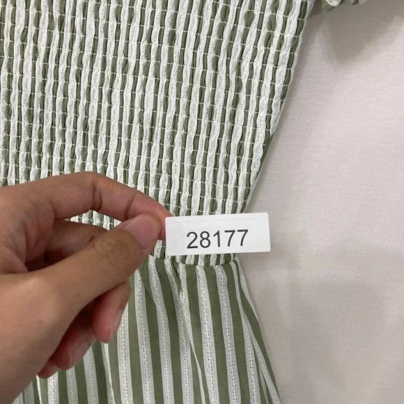 New Ivy City Kensie Dress XL Green Striped Peter Pan Collar Cottagecore Maxi - Picture 12 of 12